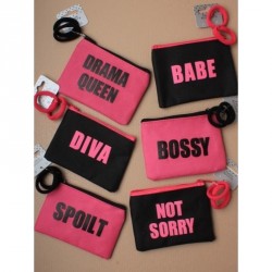 Slogan Purse - Fabric pink and black slogan purse with 2...