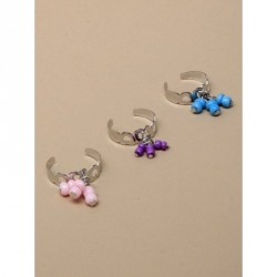 Toe ring - open heart toe ring with trailing bead charms....