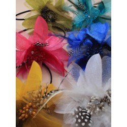 Fascinator Headband Hair Band - Feather Flower on a wound...