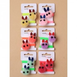 Hair clip set - Card of 2 brightly coloured pompom...