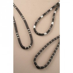 Necklace - 16in Boys/mens Black and silv beaded chain. In...