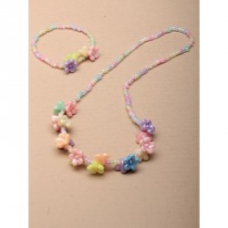 Necklace & Bracelet set -Pastel seed bead necklace and...