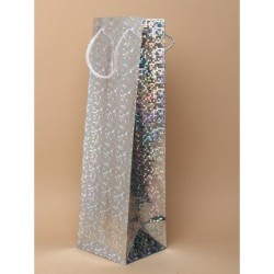 Wine Gift Bag - Silver holographic foil bottle gift bag