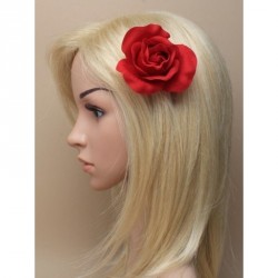 Hair flower - Fabric crimson rose on a 4.5cm forked clip.