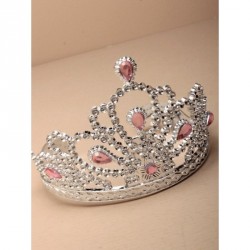Princess Tiara - Silv Plastic tiara with pink stone tiara