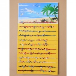 Bracelet set - Card of 12 coloured bead and shell...