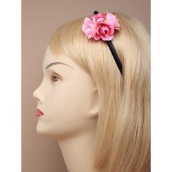 Aliceband - Tonal rosebuds on black satin aliceband. In...