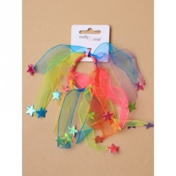 Hair tie set - Brightly coloured chiffon fabric rainbow...
