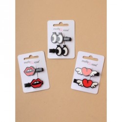 Hair clip set - Card of 2 motif designs on black 3.5cm...
