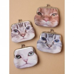 Purse - Cat face fabric coin purse with ball snap clasp...