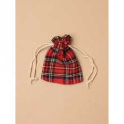 Tartan drawstring fabric linen gift bag / pouch.