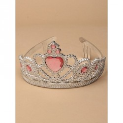Silv Plastic Tiara with pink centre coloured Heart Stone...