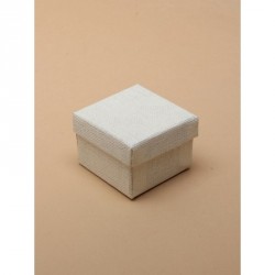 Ring Box - Cream linen effect gift box with black flock...