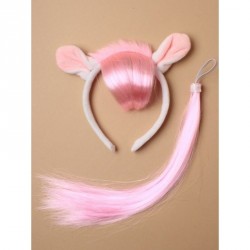 Headband - White pony ears aliceband with pink fur trim...