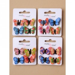 Hair clip set - Card of 4 assorted bright coloured fimo...