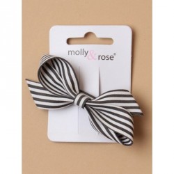 Hair bow - Striped fabric bow on a 6cm black beak clip....