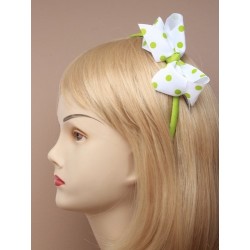 Aliceband - White bow with colourful polka alice band in...