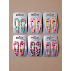 Hair clip set - Card of 2 bright flower printed coloured...