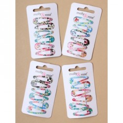 Hair clip set - Card of 6 Floral printed 3cm sleepies.