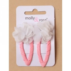 Hair clip set - Card of 2 Chiffon flower ruffle ribbon...