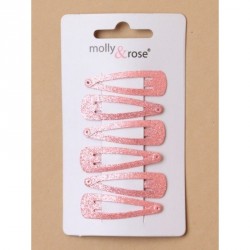 Hair clip set - Card of 6 pastel pink glitter 4cm sleepies.