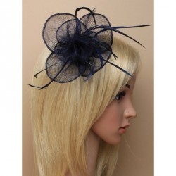 Fascinator clip - Navy circular sinamay and feather...