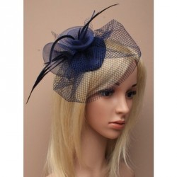 Fascinator - Small navy skull cap fascinator with navy...