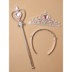 Princess set - Silv wand and tiara set with pink stones.