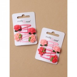 Hair clip set - Card of 4 Small Pink flower rosebud...