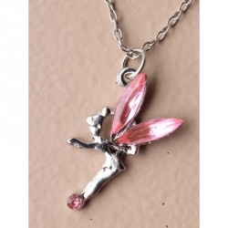 Necklace - Coloured Crystal Fairy Necklace. In Pink,...