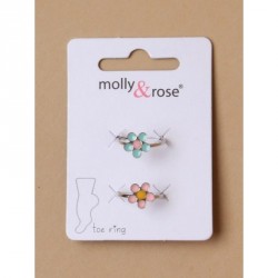 Hair clip set - Card of 2 Silv toe rings with enamel...