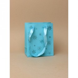 Gift bag - Turquoise gift bag with snowflake glitter...