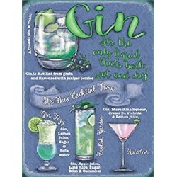 Novelty Sign - Gin Cocktail Metal Sign Wall Plaque...