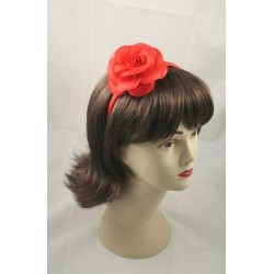 Aliceband - Fabric flower rose narrow satin headband...