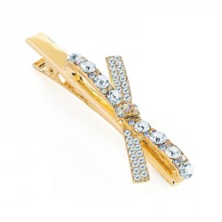 Hair clip - Gold colour crystal and AB crystal cross...