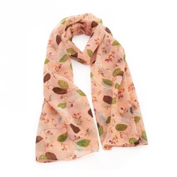 Scarf - Pink tone leaf design scarf - (SC32101)