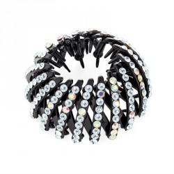 Bun Holder - Black, crystal and AB crystal bun holder. -...
