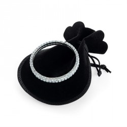 Bangle - Two row silver colour crystal bangle in black...