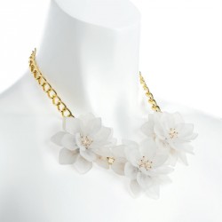 Necklace - Gold colour white colour flower chain...