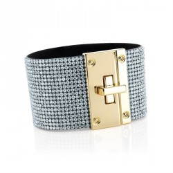 Bracelet - Gold colour crystal bracelet. - (BL32089)