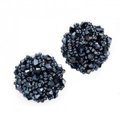 Earrings - Blue colour glass bead round earring. - (ER32084)