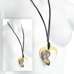 Necklace - Two tone matte gold and silver colour marble...