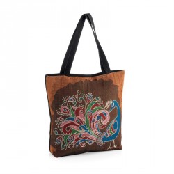 Bag - Brown tone peacock design bag. - (BG32069)
