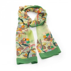 Scarf - Green tone flower design scarf. - (SC32062)