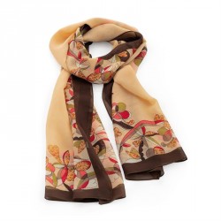 Scarf - Brown tone flower print scarf. - (SC32059)