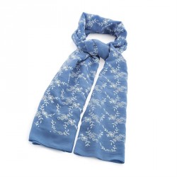 Scarf - Denim blue colour and white flower design scarf....