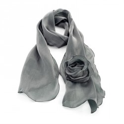 Scarf - Metallic grey colour flower scarf. - (SC32053)