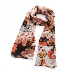 Scarf - Peach tone paisley design scarf. - (SC32049)