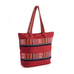 Bag - Red tone tribal print tassel bag. - (BG32036)