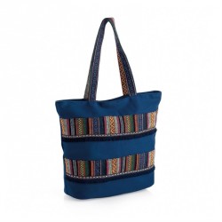 Bag - Blue tone tribal print tassel bag. - (BG32035)